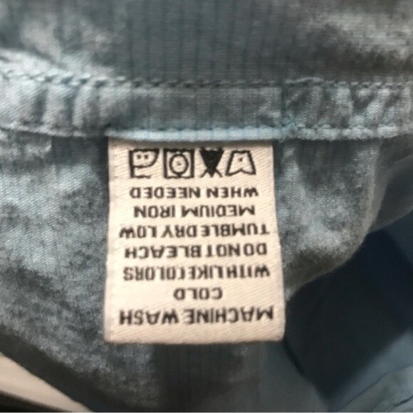 PD&C Men’s Short Sleeve Button Up Two Pocket Cotton Shirt Blue Size Large - Picture 5 of 5